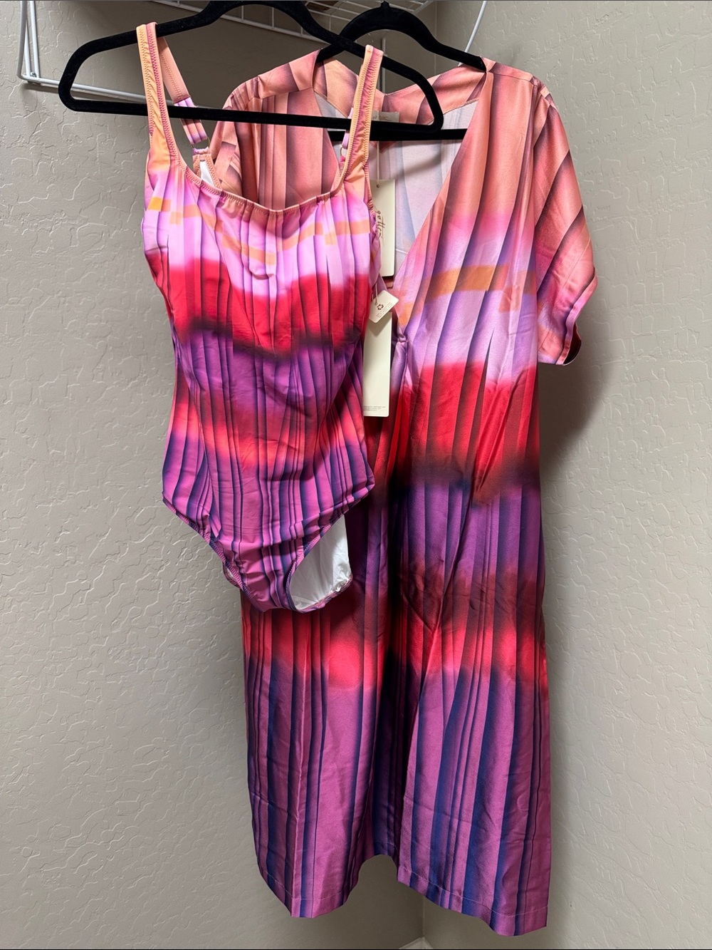 Gottex Pink and Purple Gradient Swim Cover-Up Set